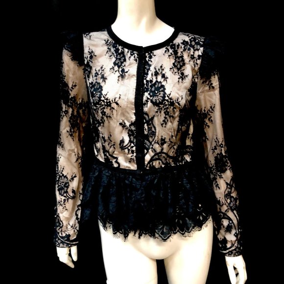 Georgina Chapman Marcheesa Pearl Lace Jacket Top - Picture 2 of 12